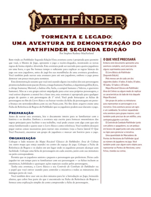 Tormento e Legado - Pathfinder 2ª Edição